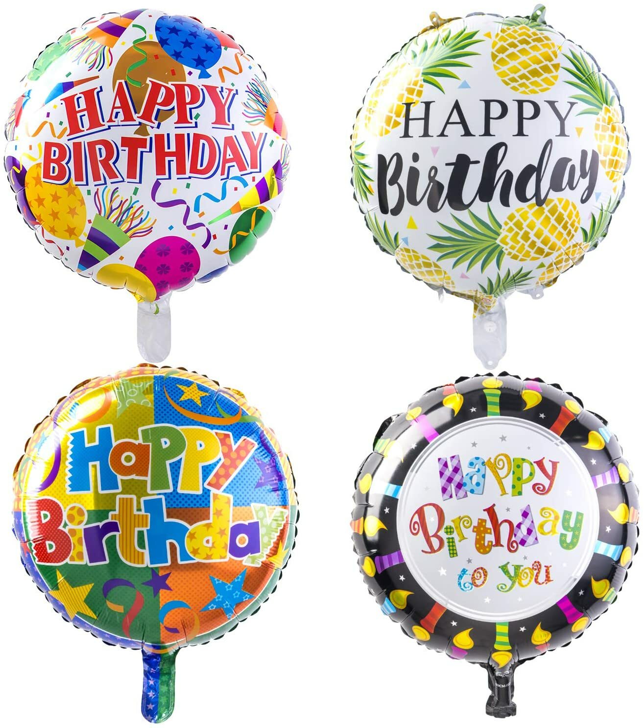 Happy Birthday mylar Foil Balloons (50-Pieces) with 100 Meter Ribbons 18 inch