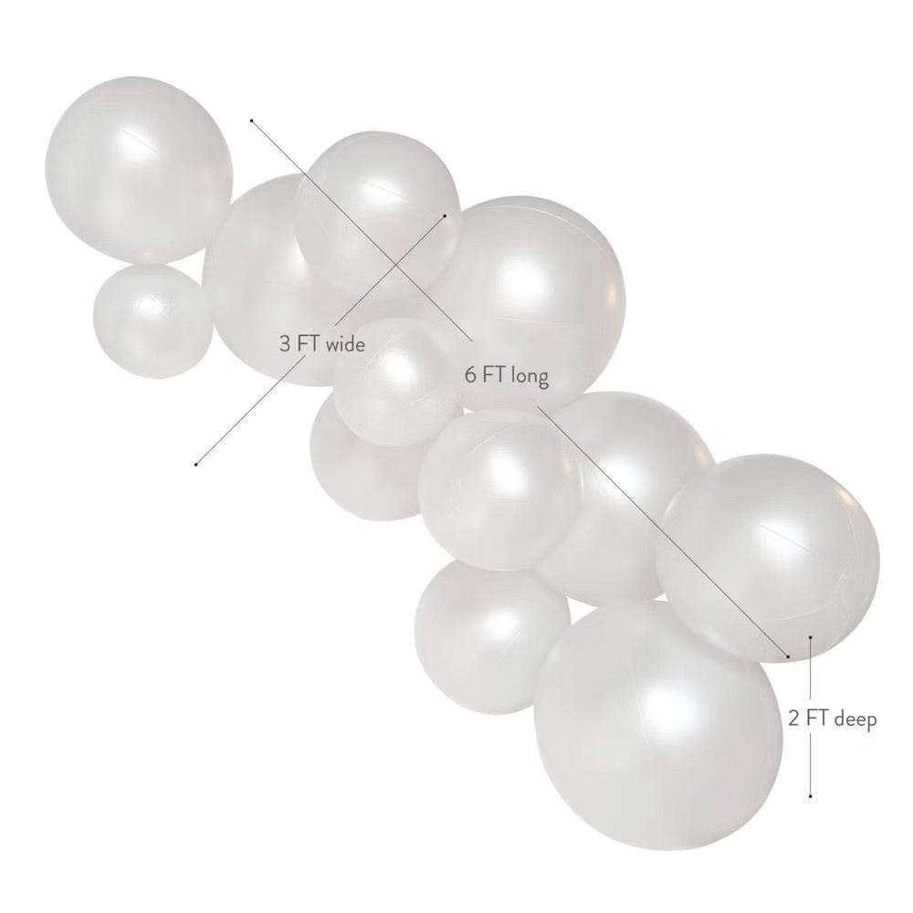 Minnidip Balloon Garland: 12 Cluster in White Pearl