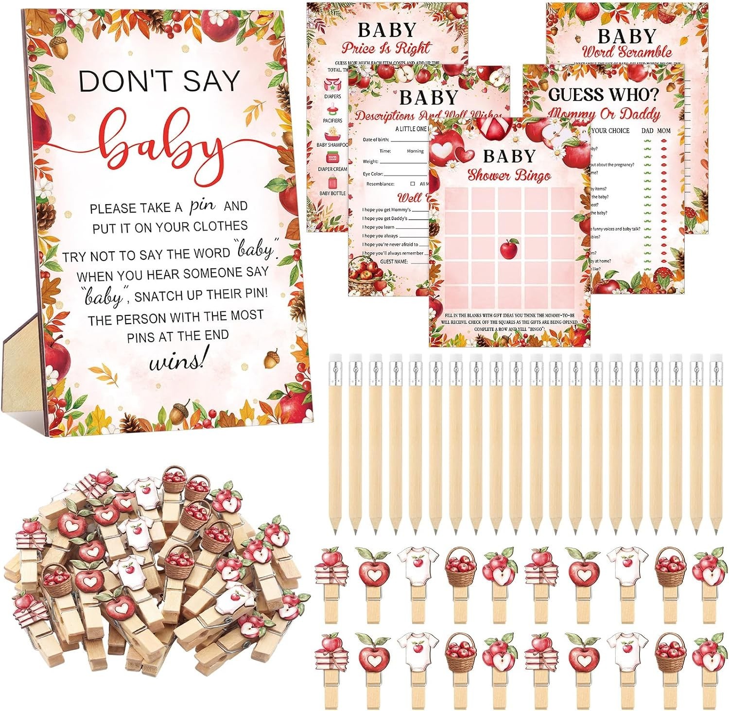 “Apple of Our Eye” Baby Shower Games Set NEW
