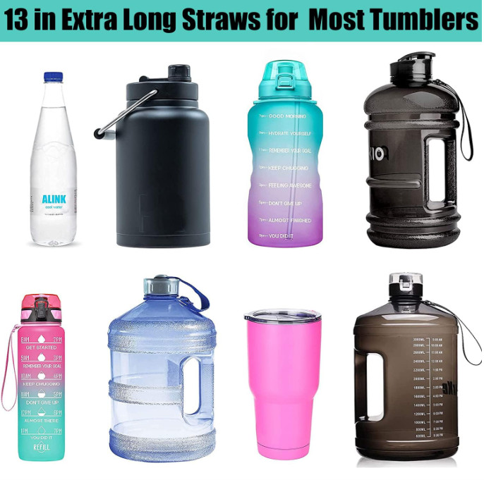 ALINK 12-Pack Reusable Plastic Clear Straws, 13 Inch Extra Long Tumbler Straws 1