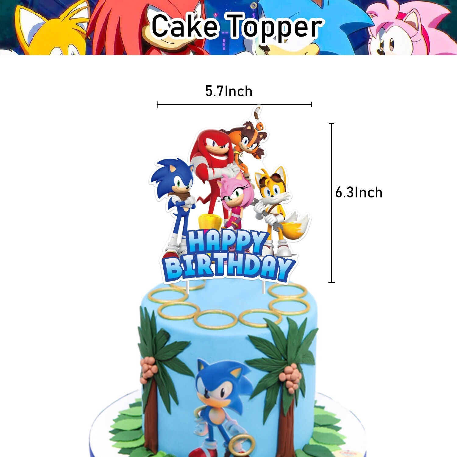Sonic the Hedgehog Theme Birthday Party Supplies Set Banner Balloon Cake Toppers
