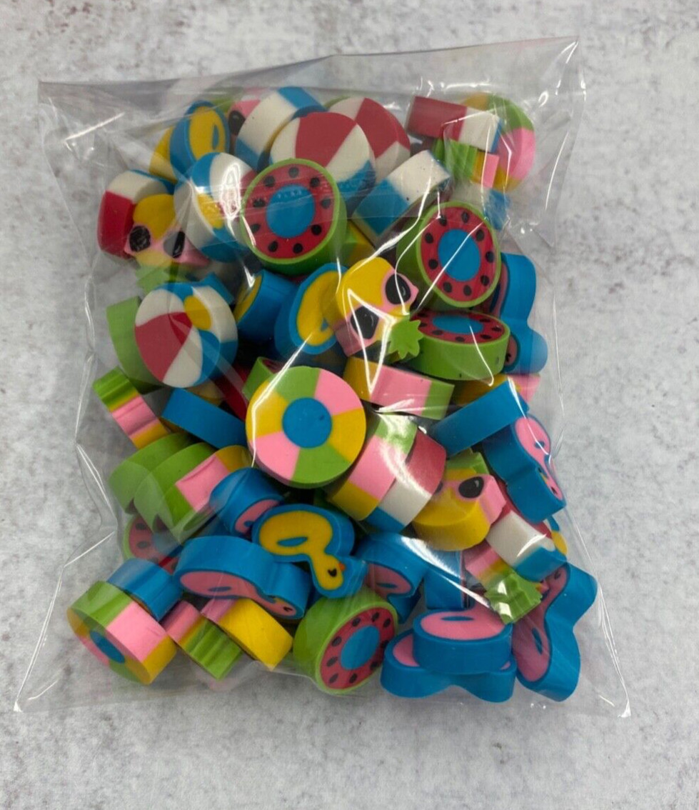 100 pool party Mini Erasers Summer Teacher Supply Math Counter beach ball