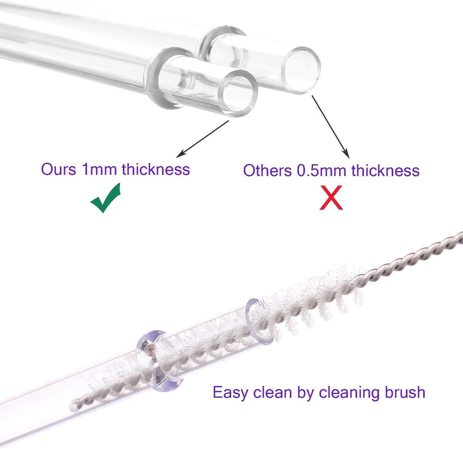 BPA-Free 11-Inch Extra Long Reusable Plastic Straws Set of 12 with Brush