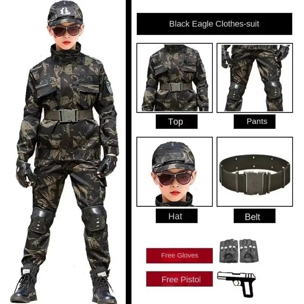 Kids Camouflage Costume Halloween Dress Up Role Play Outfit for Boys Girls