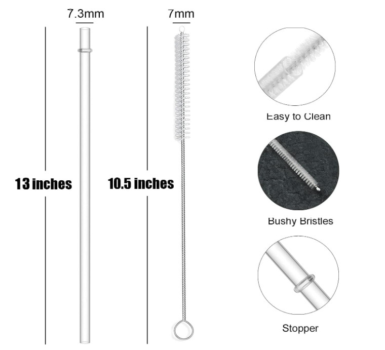 ALINK 12-Pack Reusable Plastic Clear Straws, 13 Inch Extra Long Tumbler Straws 1