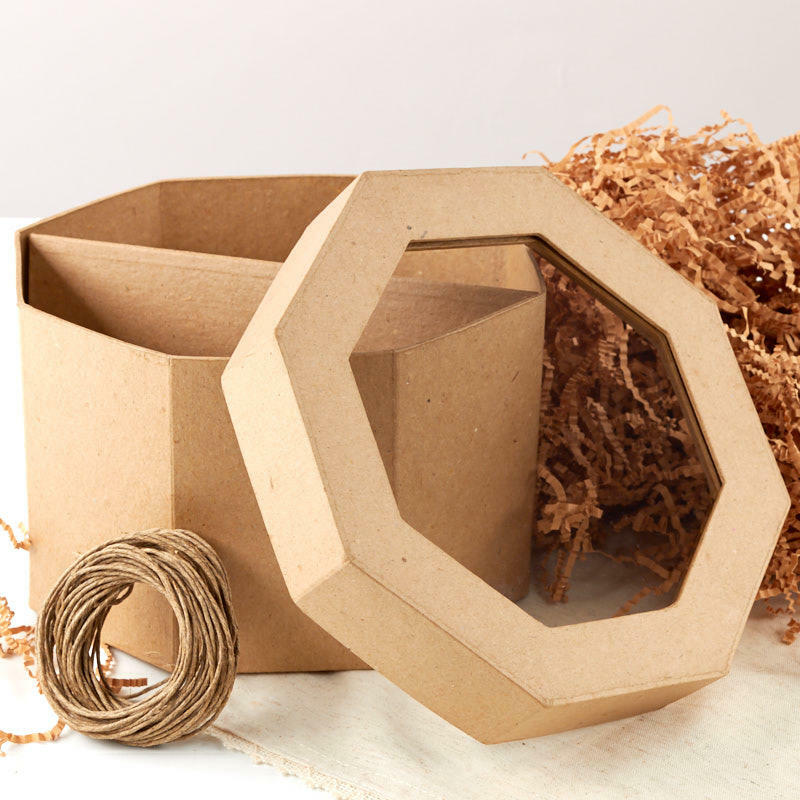 Factory Direct Craft Paper Mache Octagon Window Gift Box Set | 3 Piece Set