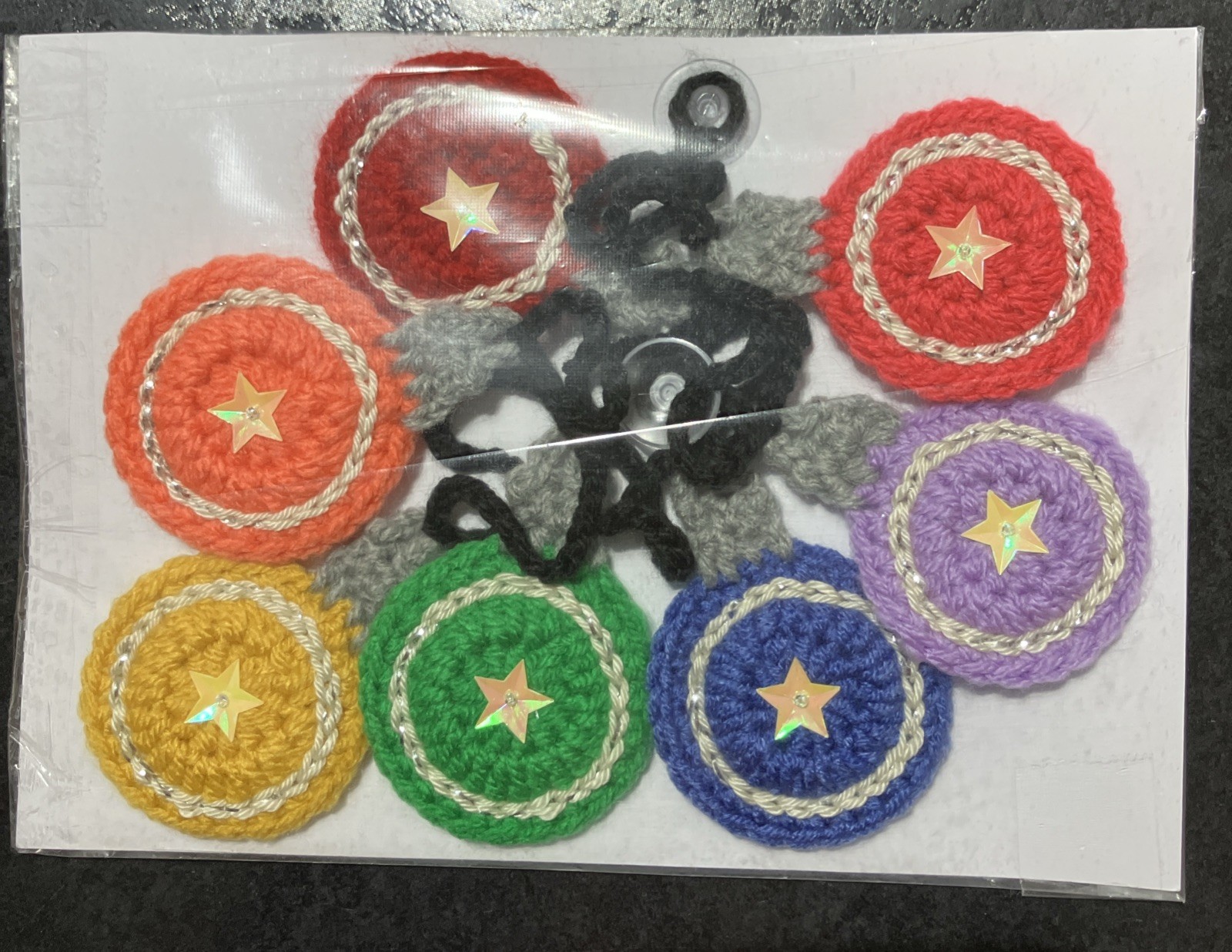 🌈 Rainbow Christmas gift Baubles Bunting Hand Crochet window camper gift