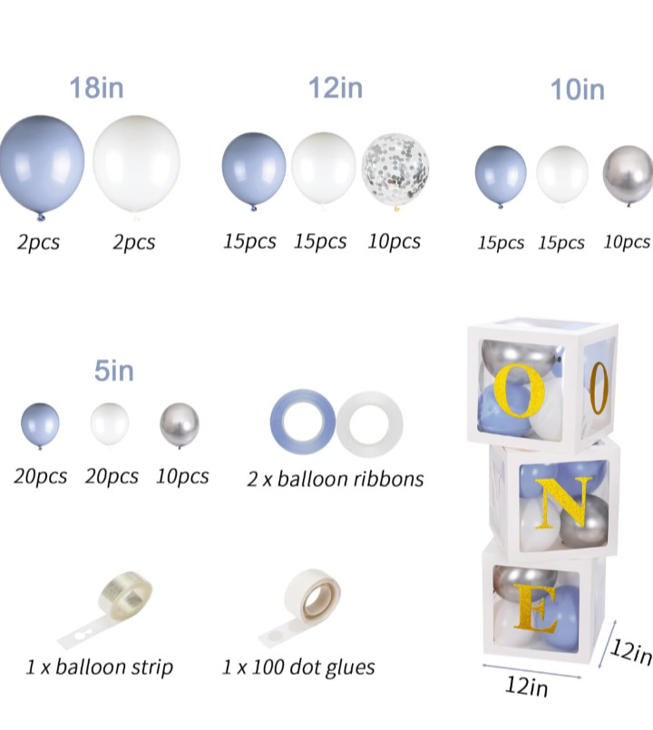 Blue 1st Birthday Decoration Set – 146 pieces