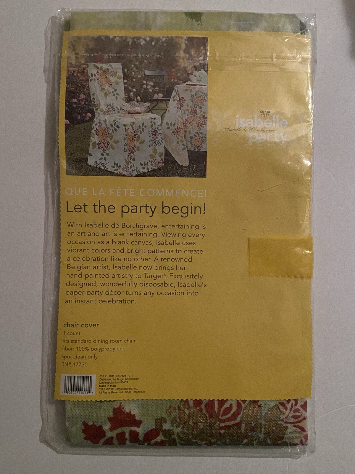 CHAIR COVER Polypropylene Red Gold Flowers, Green