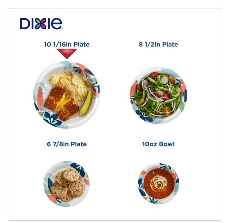 Dixie Everyday Disposable Paper Plates, 10″, Multi-Color, 210 Count