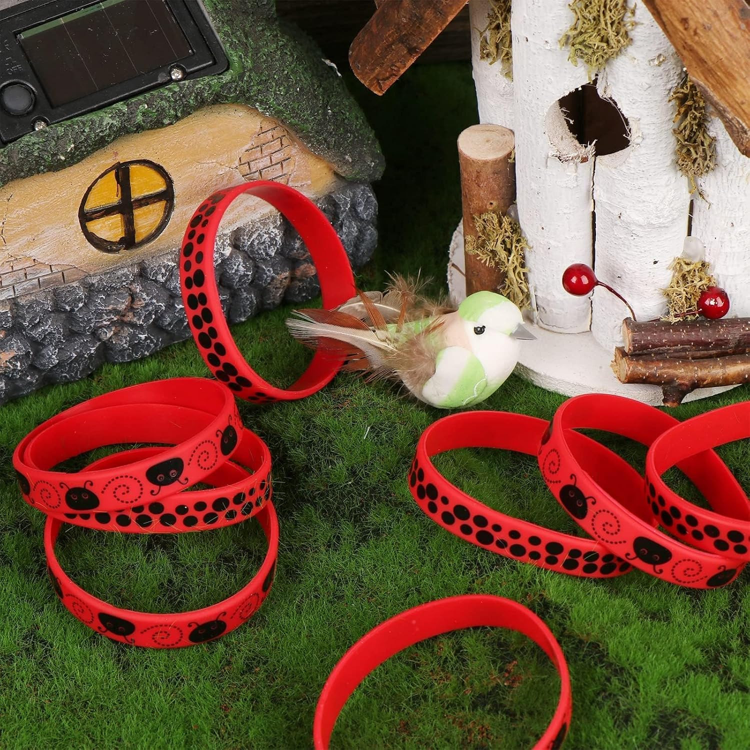 24 Pieces Ladybug Silicone Bracelets Ladybug Silicone Wristbands Ladybugs Themed