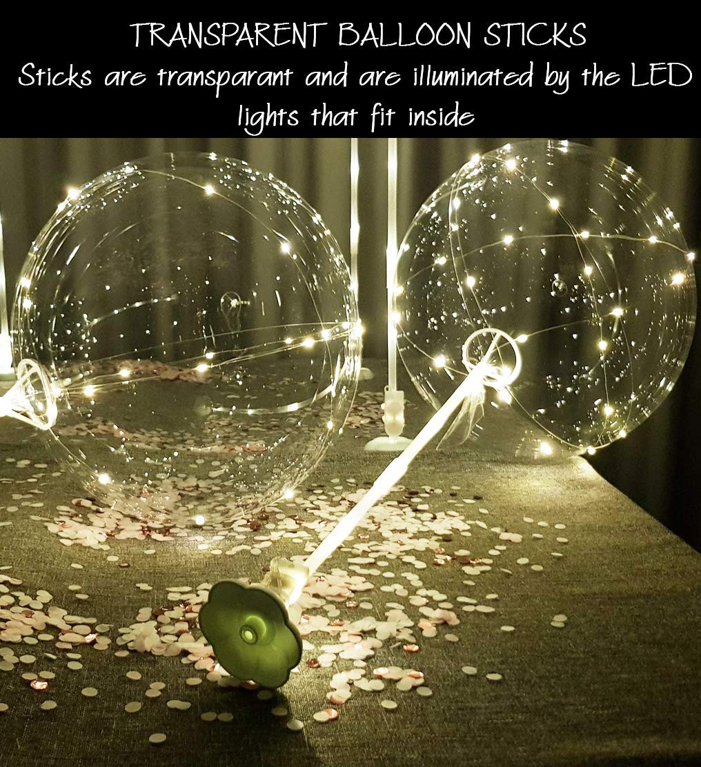 Clear Transparent Balloon Sticks and Stands 10pc set, holders, reusable ballo…