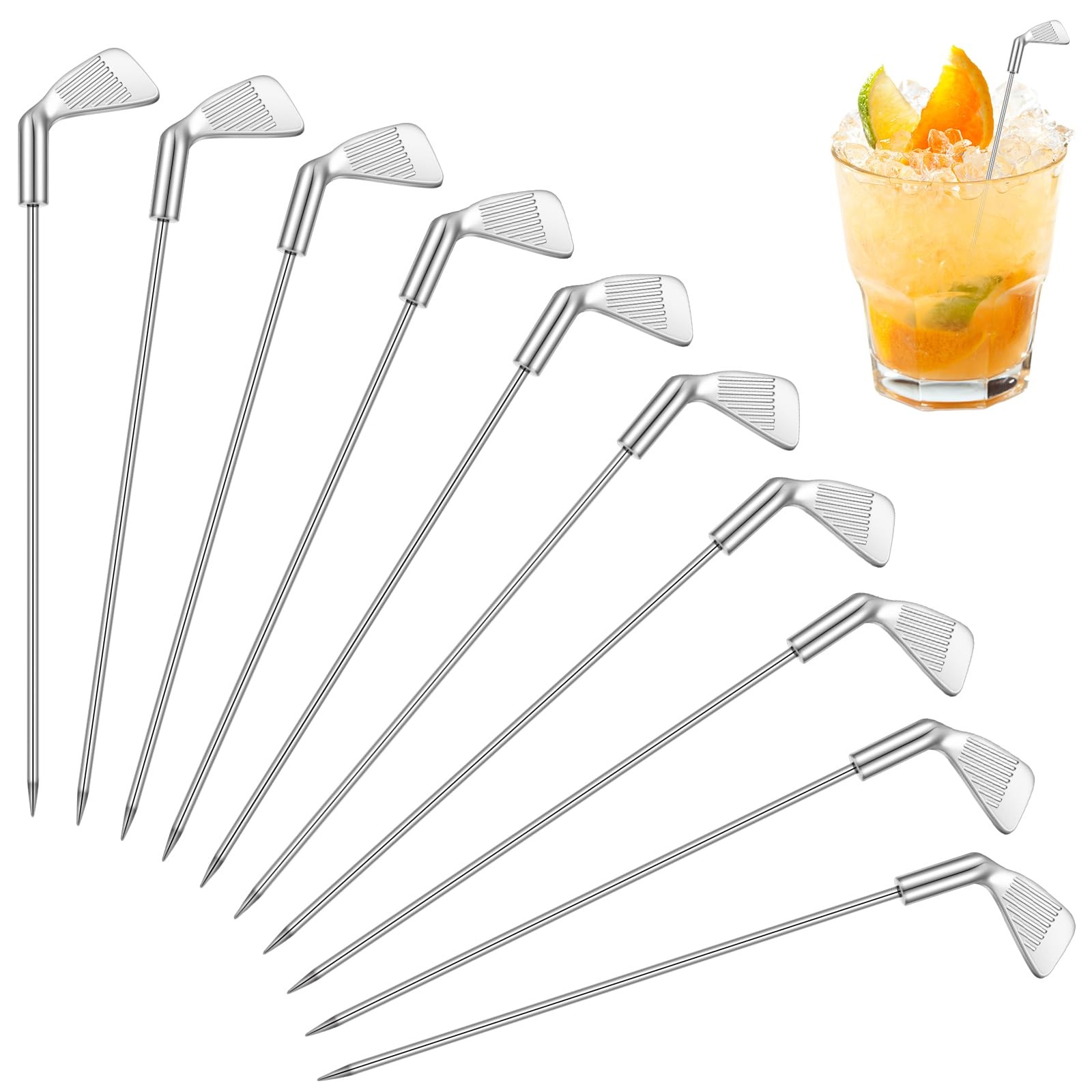 10 PCS 4.7 inch Metal Golf Cocktail Picks Toothpicks for Appetizers Sandwich