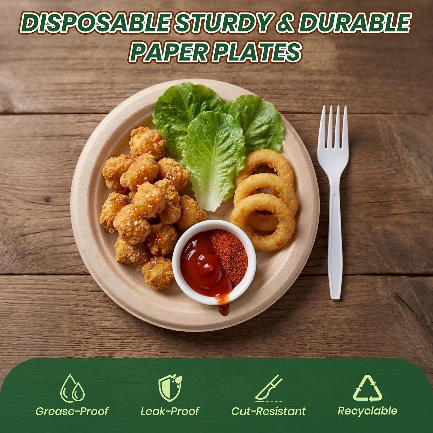 Disposable Paper Plates, 6 inch Heavy Duty Paper Plate, Soak and Cut Proof,