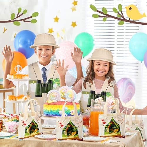 48 Pcs Kids Safari Explorer Costume Set, Vest Hat Binoculars Bag | Jungle