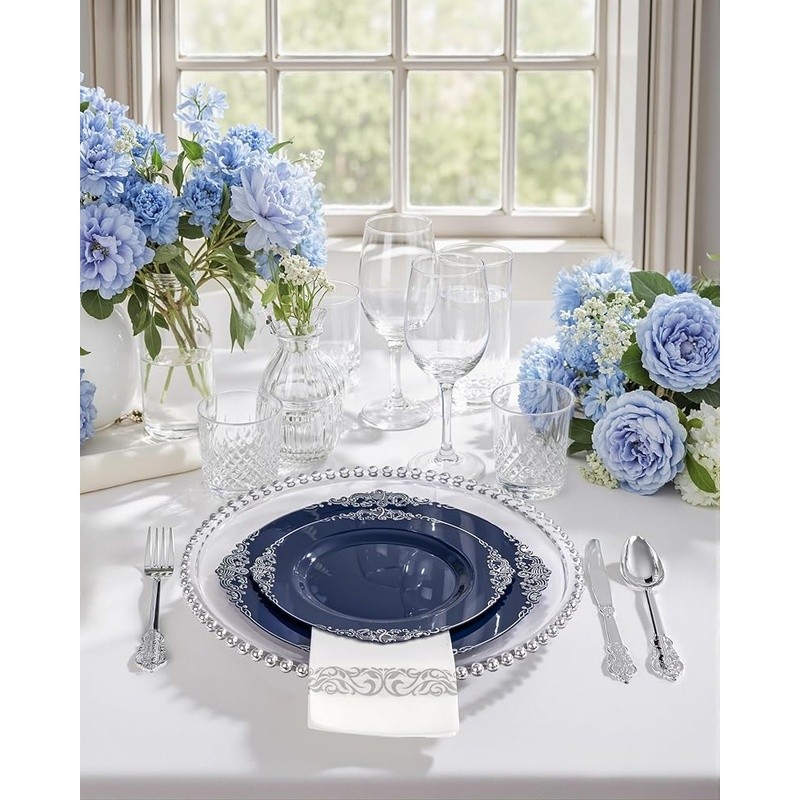 Elegant Disposable Plastic Plates Parties Weddings Holidays Picnic Supplies New