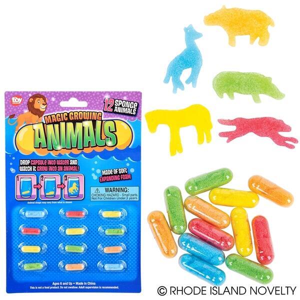 12pk MAGIC GROWING ANIMAL CAPSULES – Just Add Water – Expanding Sponge Foam Toys