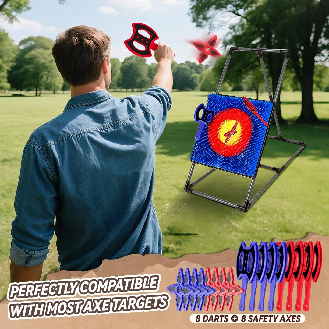 Axe Throwing Game for Backyard, Target Set 16 Axes Blue