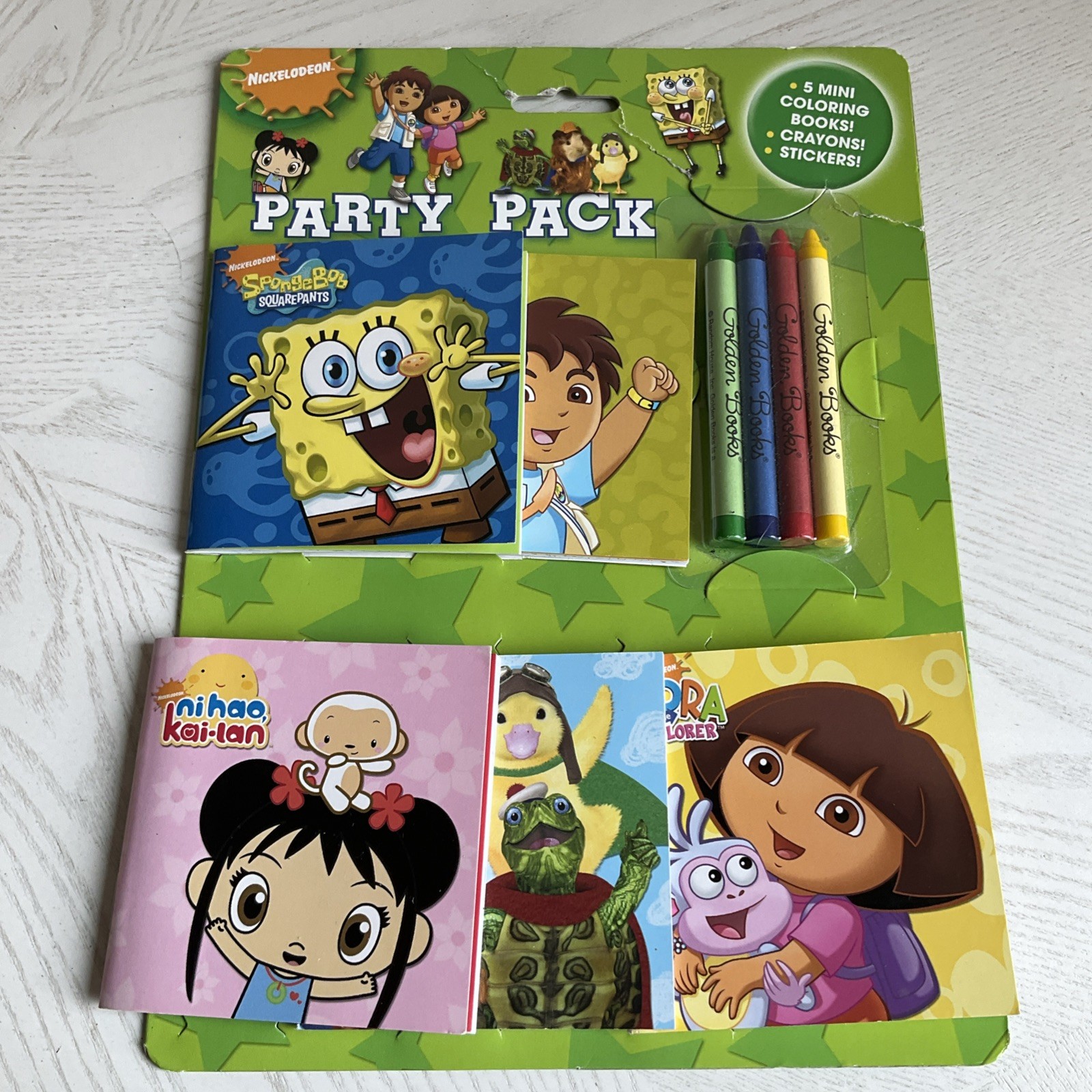 Nickelodeon Party Pack 5 Mini Coloring Books Crayons Stickers Brand New 2009