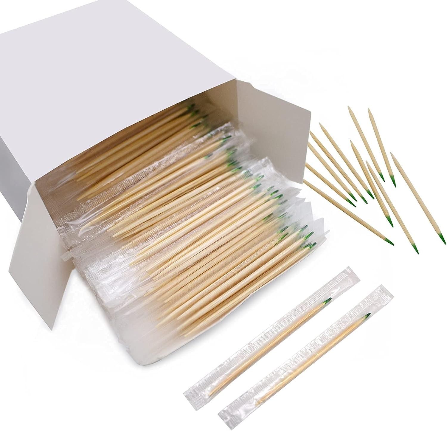 BLUE TOP Wood Bamboo Mint Individually Cello Wrapped Toothpicks 2.5 Inch Pack 10