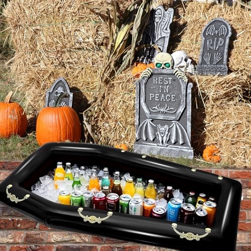 Inflatable Coffin Cooler, 52 Inch Drink Containers for Halloween Art Deco