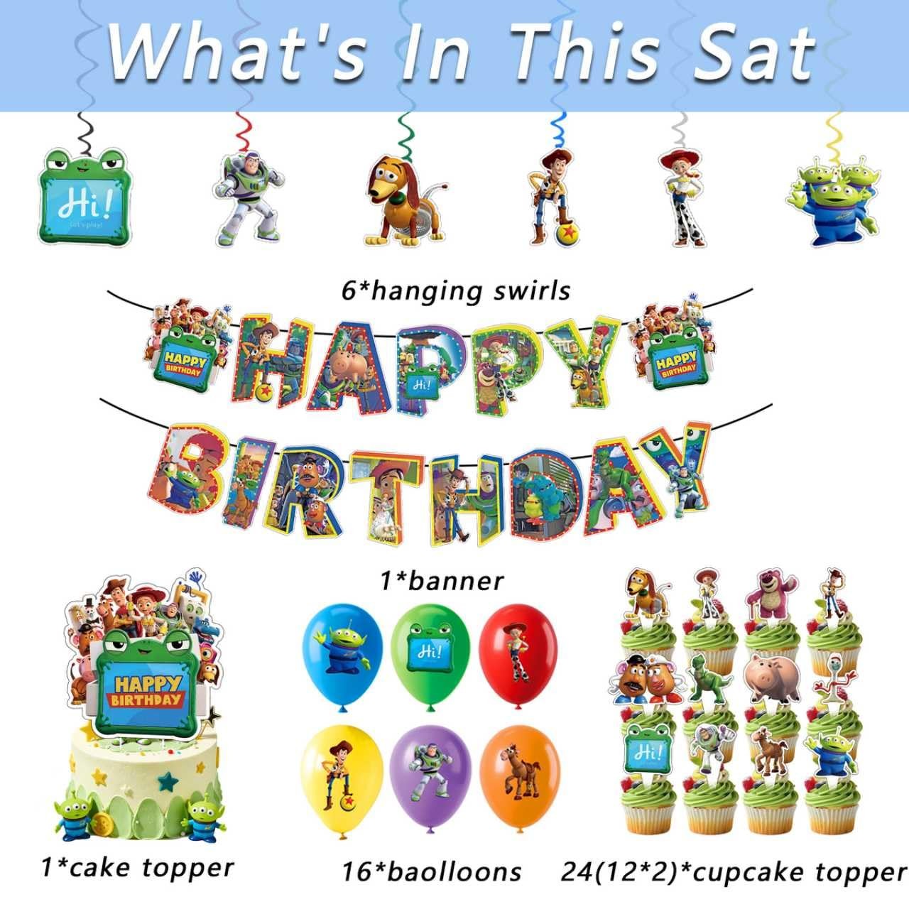 48Pcs Toy Story Birthday Party Supplies, Party Decorations Set Include Banner…