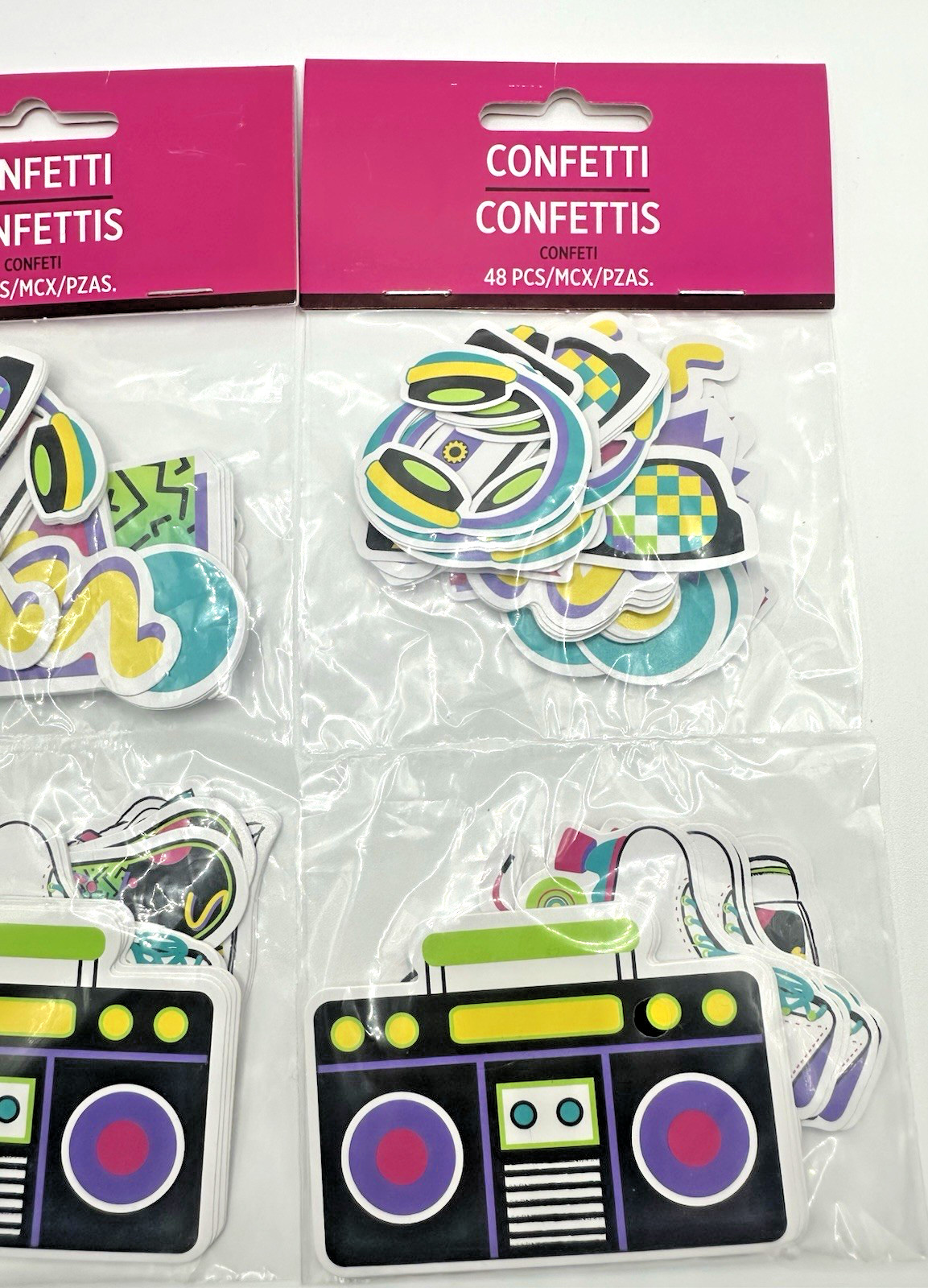 Retro 1980s-90s Confetti Cutouts 80s 90s Party Decoration 96pcs New