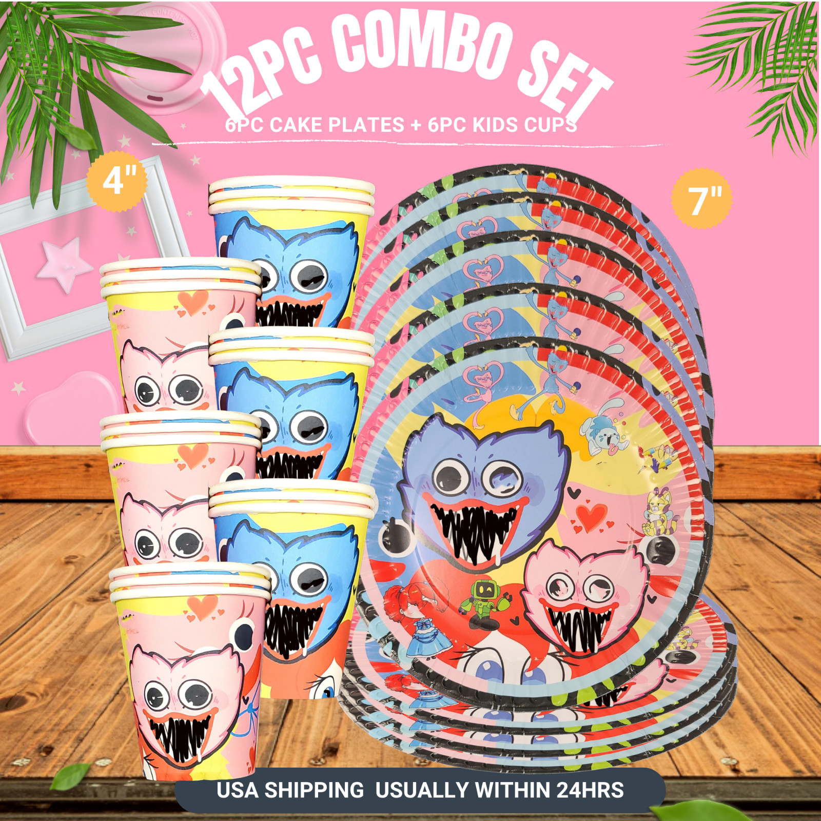 Hugggy Wugggy Party Supplies happy birthday centerpiece decoration cup plate