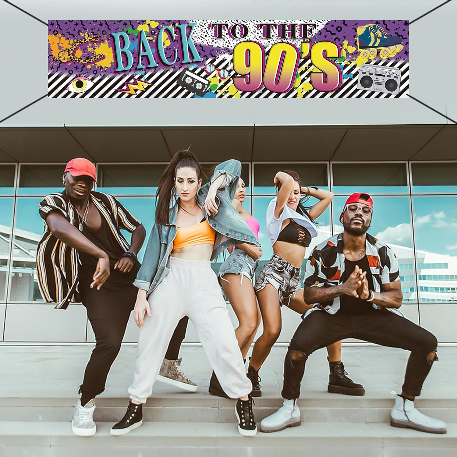 Back to the 90S Theme Party Banner Sign Decorations, Retro 90’S Hip Hop