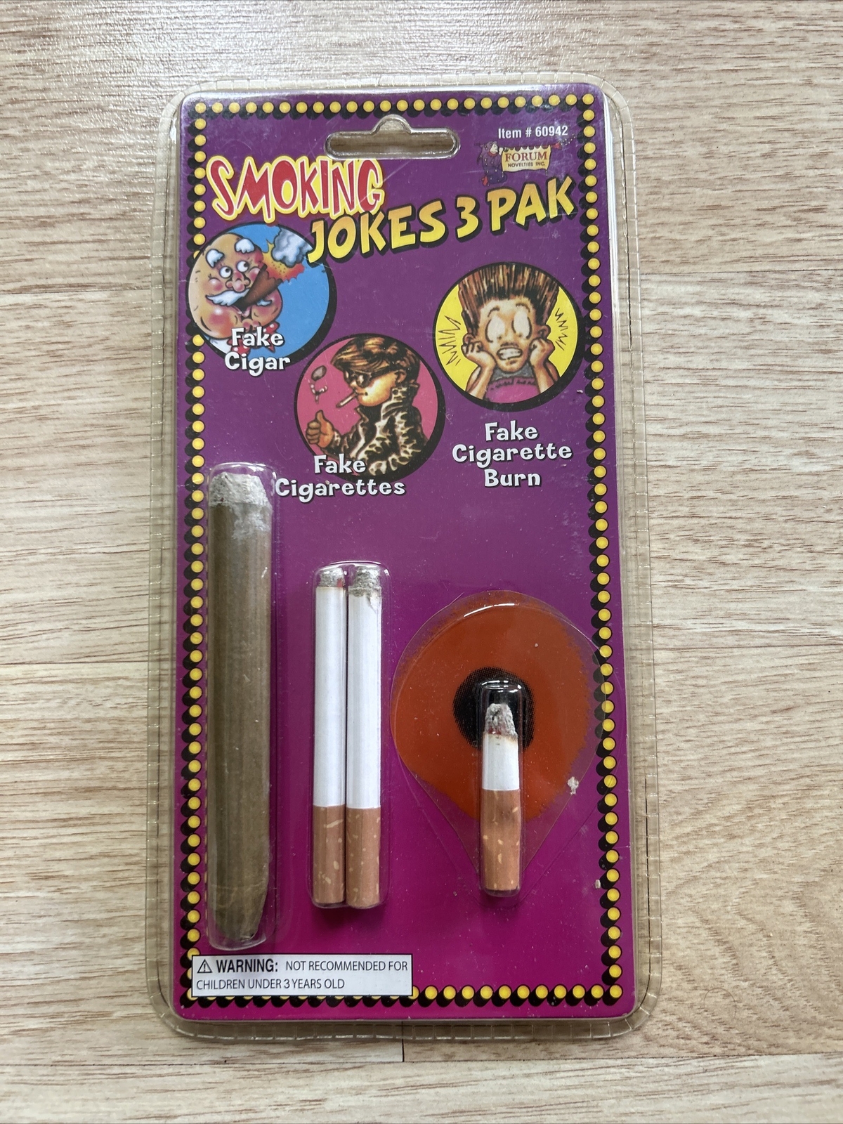 Vtg Forum Novelties Inc Smoking Jokes 3 Pak Toys Fake Burn Fake Cigarettes,Cigar