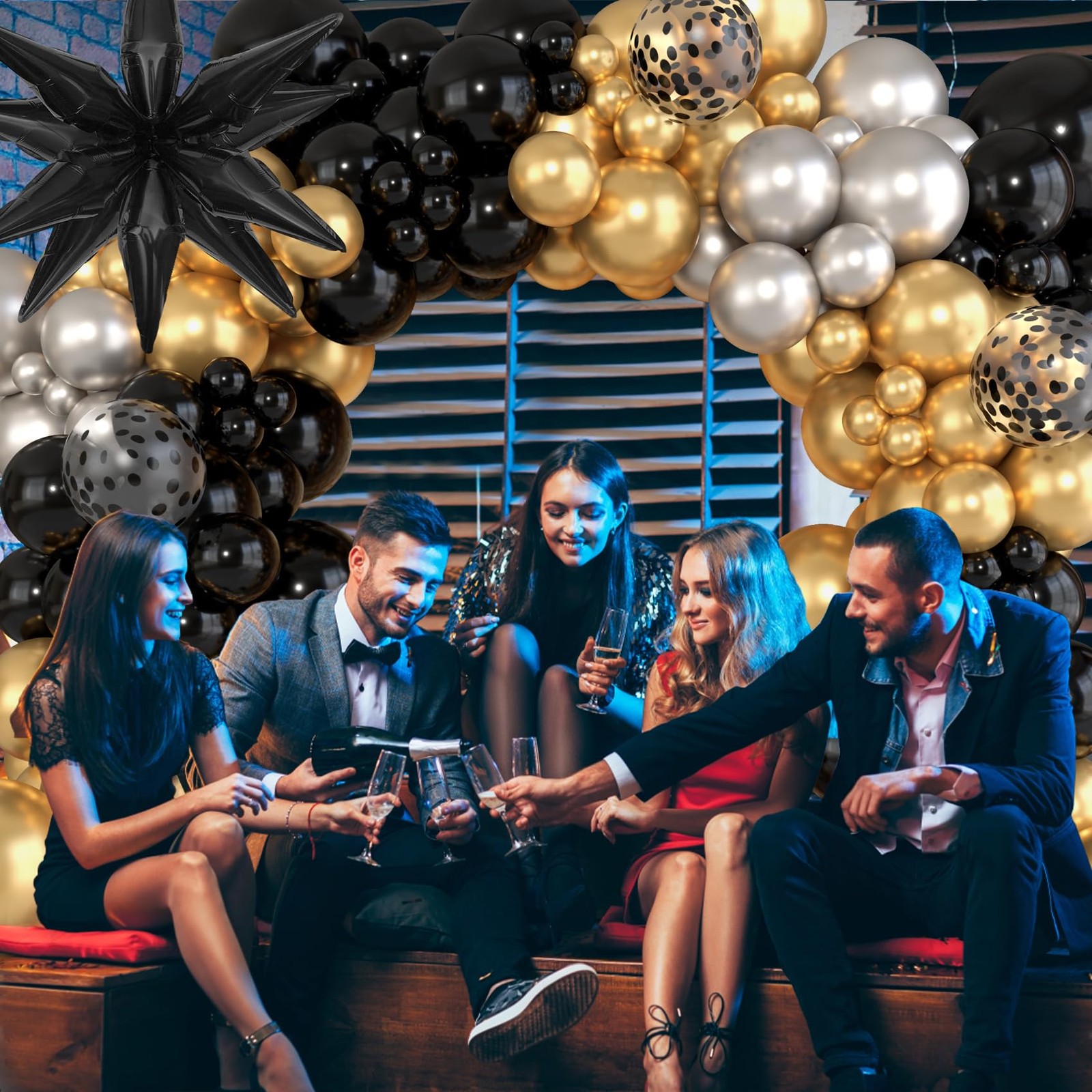 Black and Gold Balloons Arch Kit for Graduation Party Decorations, 145Pcs Bla…