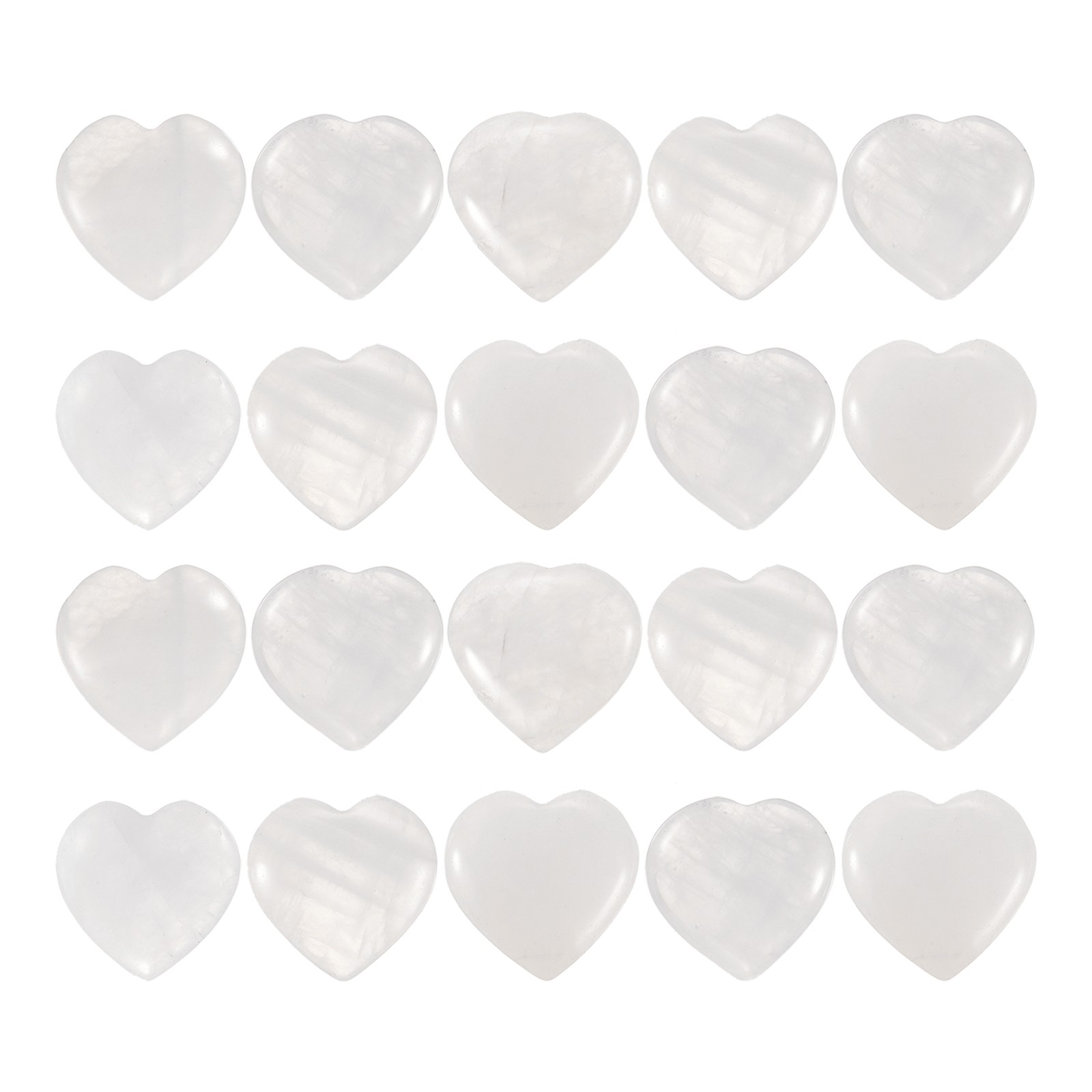 20Pcs Heart Crystals Stone Natural Crystal Love Gemstone Bulk Set White