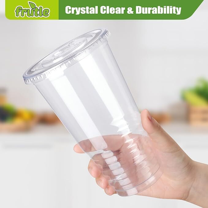 16oz Clear Plastic Cups with lids (100ct/200ct/300ct/400ct/500ct/1000ct)