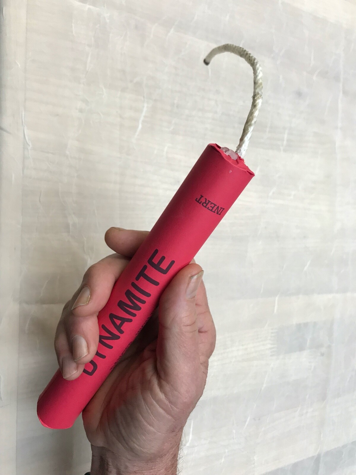 fake dynamite stick with “fuse”. movie prop, display, gag gift
