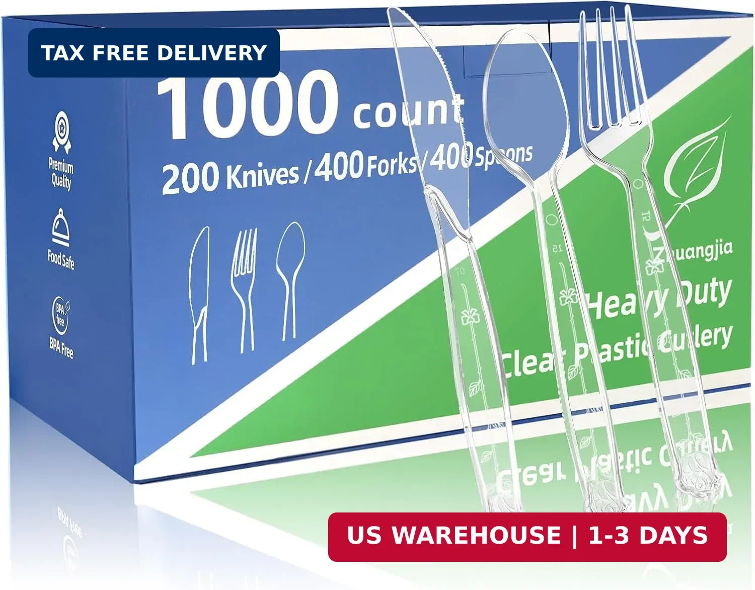 1000 Count Plastic Silverware Heavy Duty 200 Knives 400 Forks 400 Spoons | Shatt