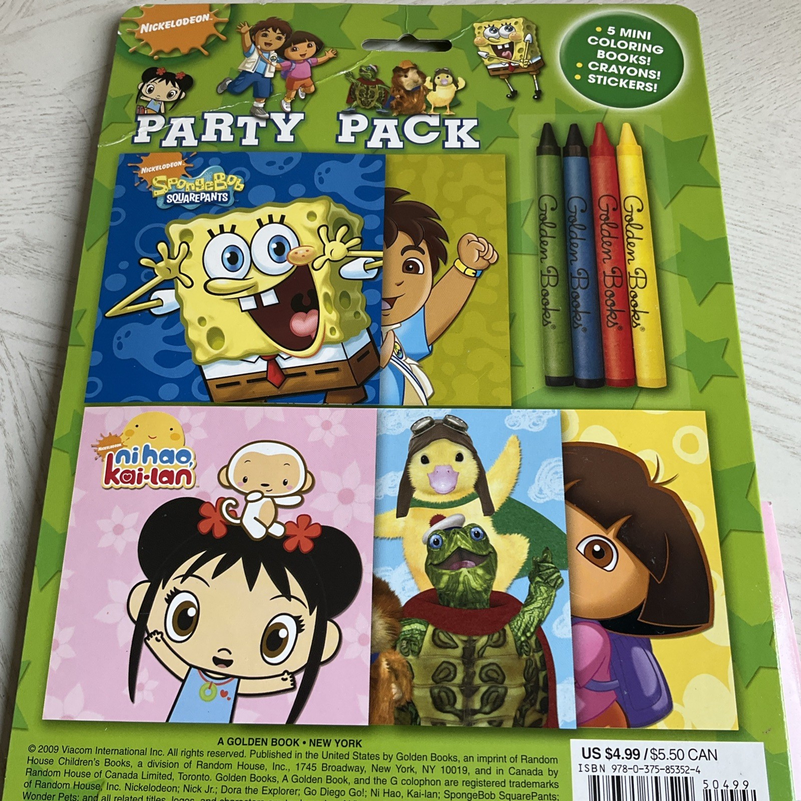 Nickelodeon Party Pack 5 Mini Coloring Books Crayons Stickers Brand New 2009