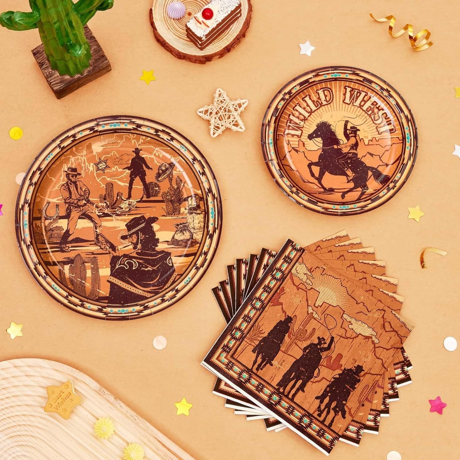 Western Party Decorations – 48 PCS Cowboy Plates and Napkins First Rodeo Birt…