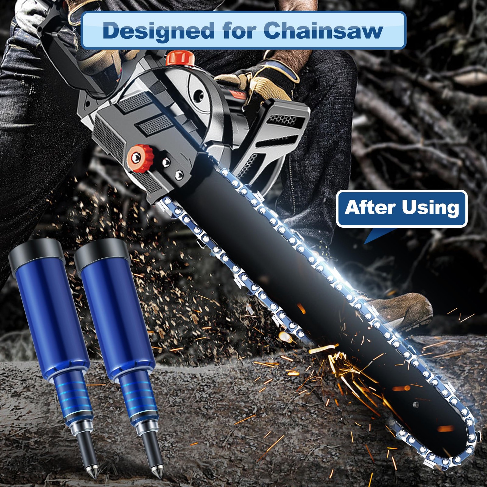 Meonum 2 Pcs Grease Gun for Chainsaws, Pre 6.5 X 1.5 X Inches, Blue