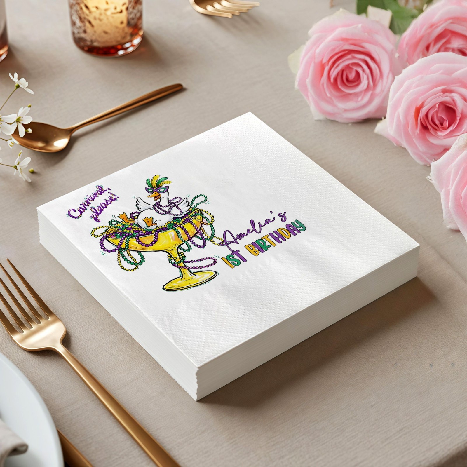 Personalized Carnival 1st Birthday Napkins Custom Name Party Supply SATTNA0318