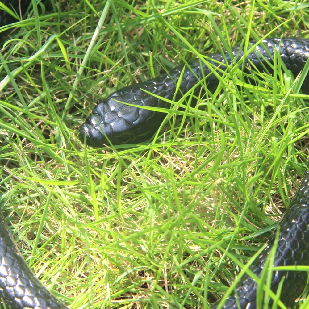 NAKIMO Realistic Rubber Fake Snake Toy 50 Inch Mamba for Garden Medium, Black