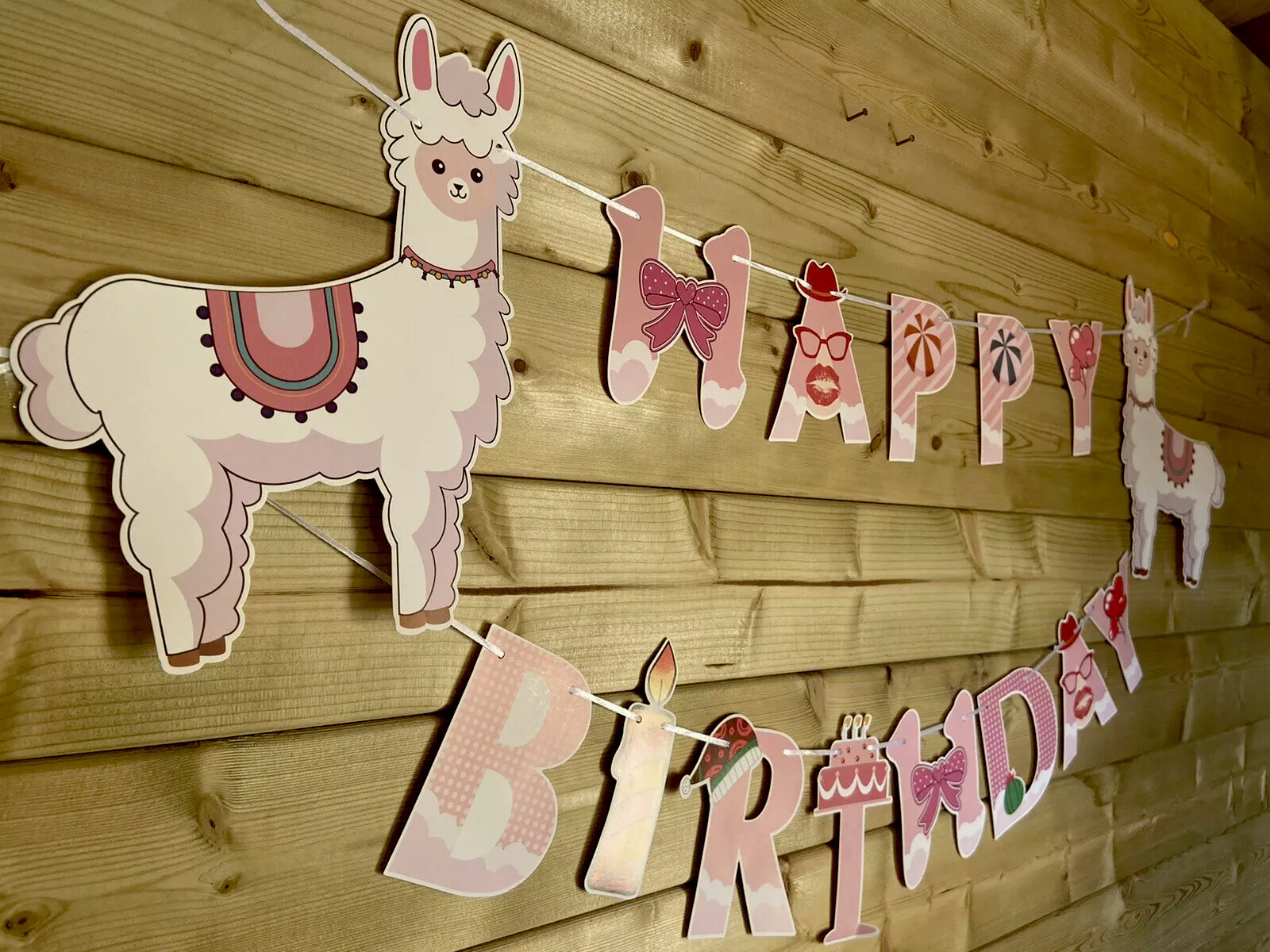 Llama🦙Themed Birthday Party Event Room Decor Bunting Banner Fun Pink 3m 💜🦙