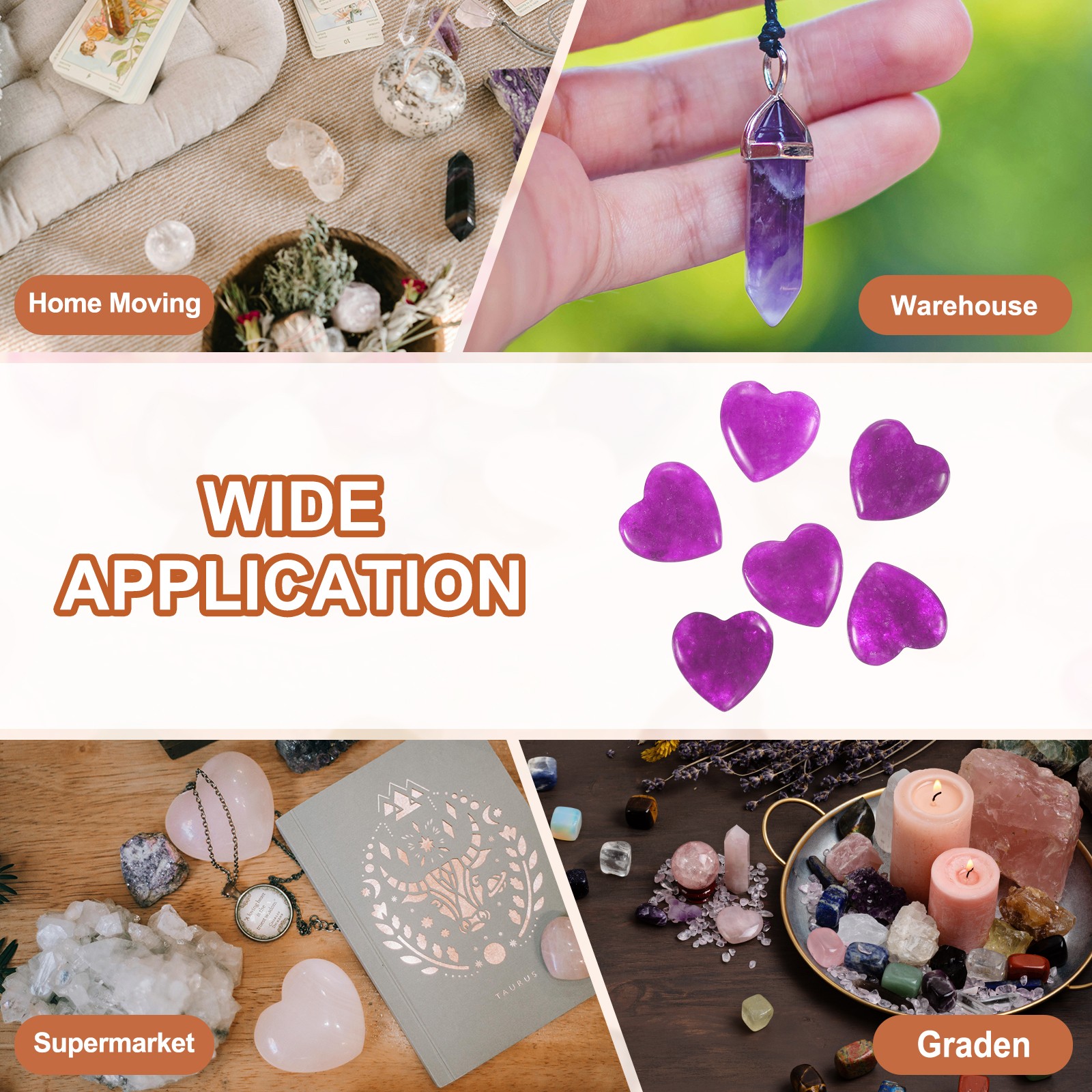 20 Pcs Heart Crystals Stone Natural Crystal Love Gemstone Bulk Set Purple