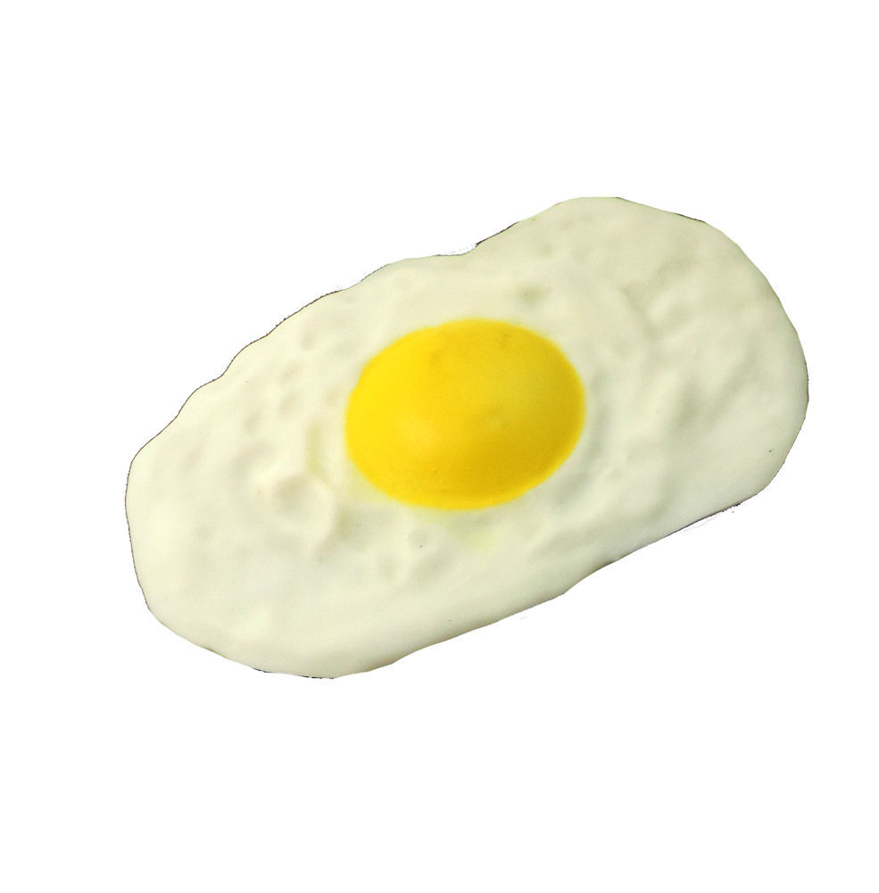 Fake FRIED FLAT RUBBER EGG Chicken Prop Yolk Gag Joke Prank Toy Play Food Funny