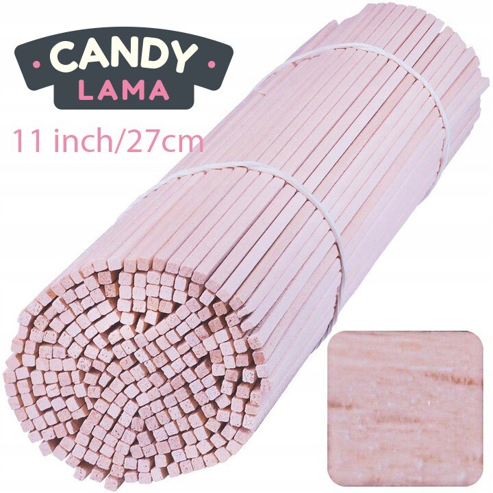 Cotton Candy High-Quality BEECH WOOD Square Sticks 11 inch/27cm 100 pcs