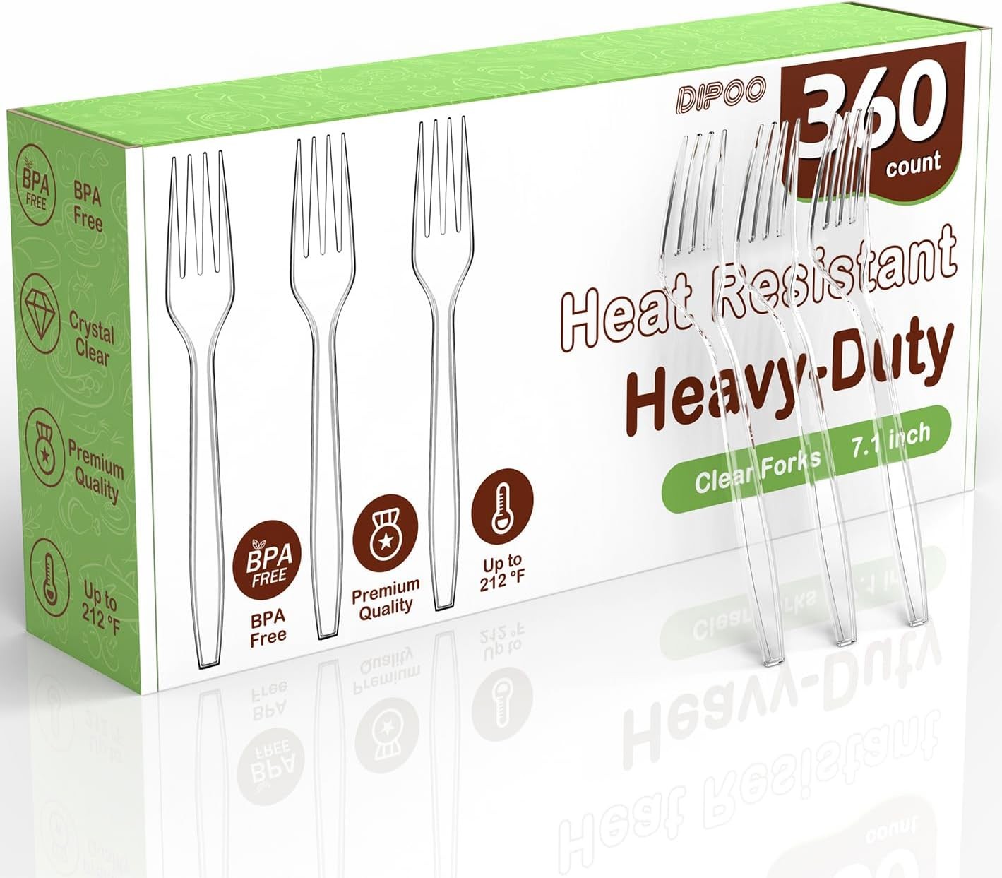360pc 7.1″ Clear Plastic Forks Heavy Duty with Heat Resistant & BPA Free, Solid