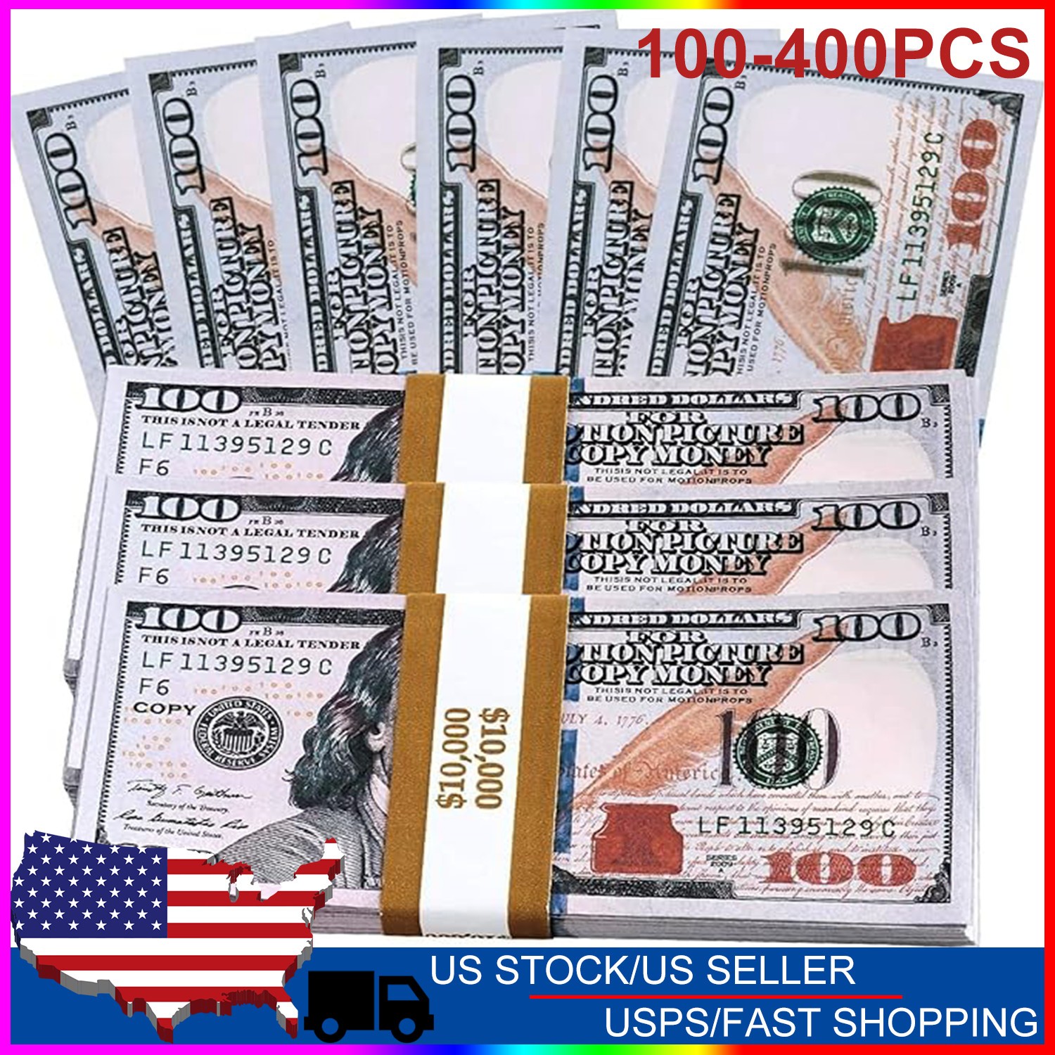 FAKE BANK GAMES PLAY MONEY KIDS CASH PAPER 100-400 PCS 100 DOLLAR BILLS PARTY
