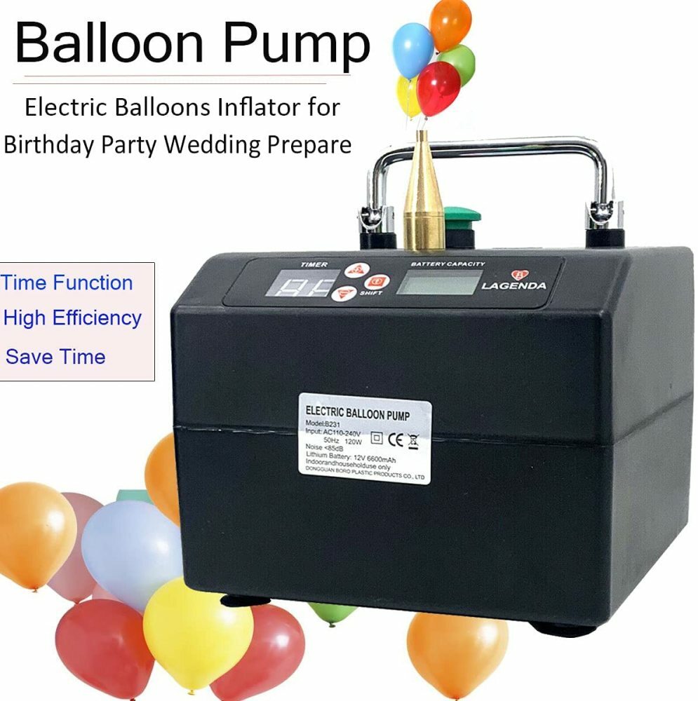 120W Electric Balloon Pump Inflator Digital Timer Air Blower Machine For Party