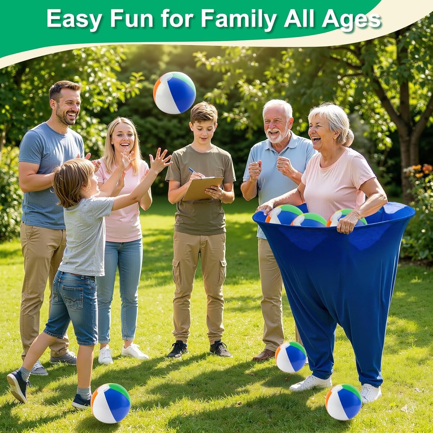 Family Yard Game Granny Pants Toss Set with Balls & Pump for Outdoor Fun