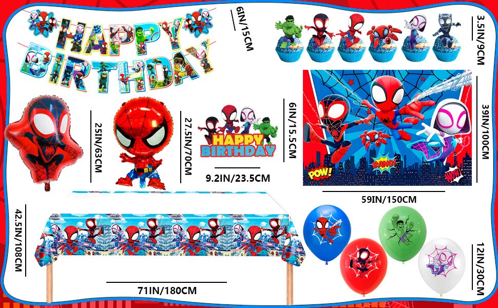 Marvel Spiderman and His Amazing Friends Birthday Party Decoration Boys Balloons