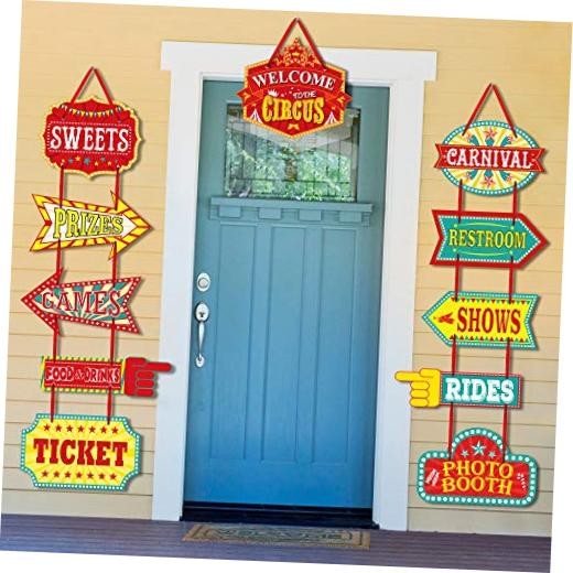 Carnival Decorations, 11 Pcs Large Circus Carnival Signs Circus Theme Party
